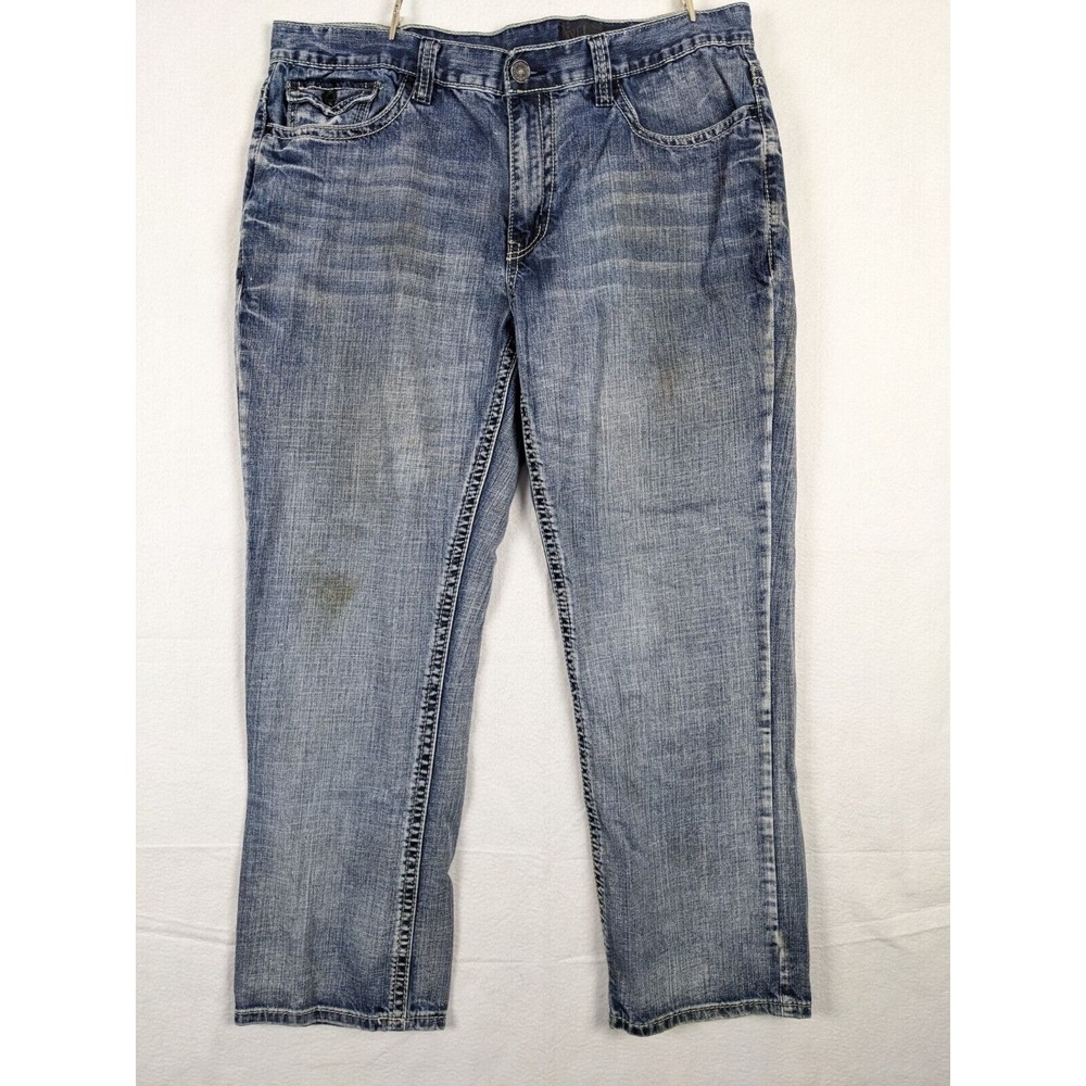 Axel Mens Jeans Relaxed Straight Treadwell Size 36 x 30 Cotton Blue